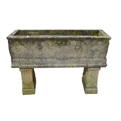 Lot 817 - Set of three Haddonstone Venetian troughs on fluted supports