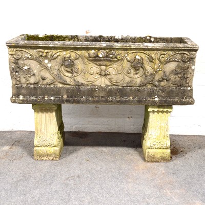 Lot 817 - Set of three Haddonstone Venetian troughs on fluted supports
