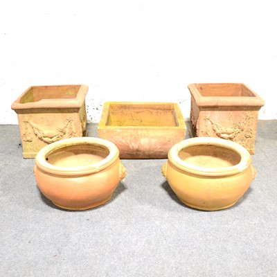 Lot 815 - Two pairs of terracotta planters and one other