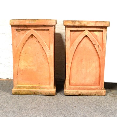 Lot 806 - Pair of terracotta chimney pot style planters