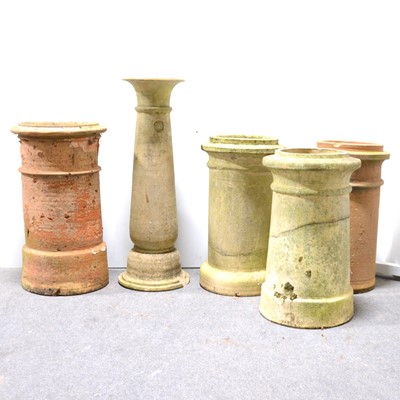 Lot 803 - Pair of terracotta chimney pots and three others