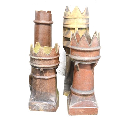 Lot 810 - Large terracotta chimney pot and three glazed terracotta chimney pots