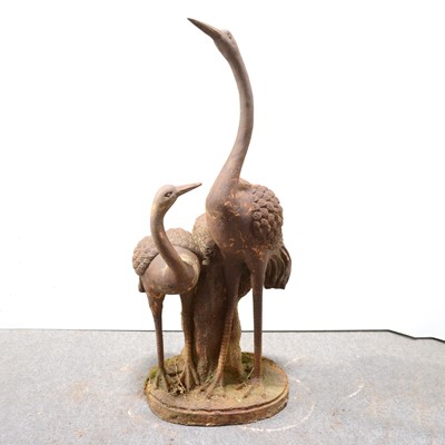 Lot 811 - Cast metal garden group of two cranes