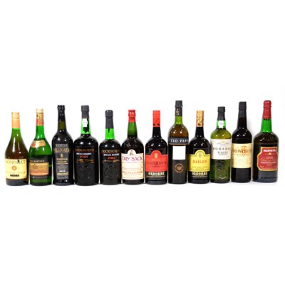 Lot 60 - One large box of assorted sherry, port, and brandy