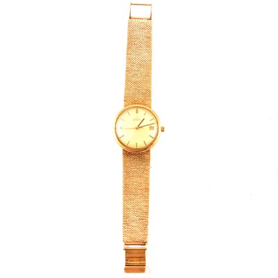 Lot 343 - Omega - a 9 carat yellow gold bracelet watch.