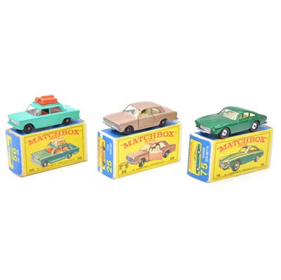 Lot 174 - Three Matchbox series die-cast models including 75 Ferrari Berlinetta etc