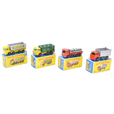 Lot 167 - Four Matchbox series die-cast models including 26 G.M.C tipper truck