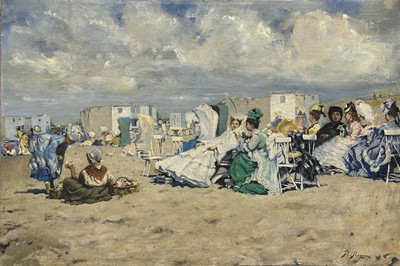 Lot 793 - Raffaele Ragione after Eugene Boudin, Figures on a beach