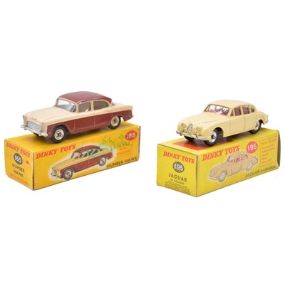 Lot 39 - Two Dinky Toys die-cast models including 195 Jaguar 3.4 Saloon and 165 Humber Hawk.