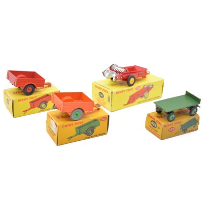 Lot 29 - Four Dinky Toys die-cast models including 312 Massey-Harris manure spreader