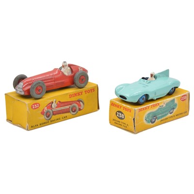 Lot 63 - Two Dinky Toys die-cast models including 232 Alfa Romeo racing car and 238 Jaguar Type D racing car