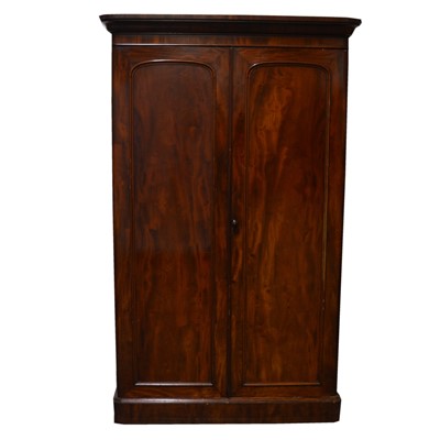 Lot 425 - Victorian mahogany wardrobe, two doors, fitted...