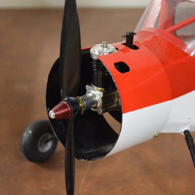 Lot 491 - A freeflight model aircraft, length 70cm, wingspan 108cm, powered by a Cox glow engine