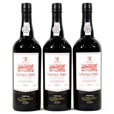 Lot 25 - Quinta de la Rosa 2011 vintage port, Waitrose label - 3 bottles