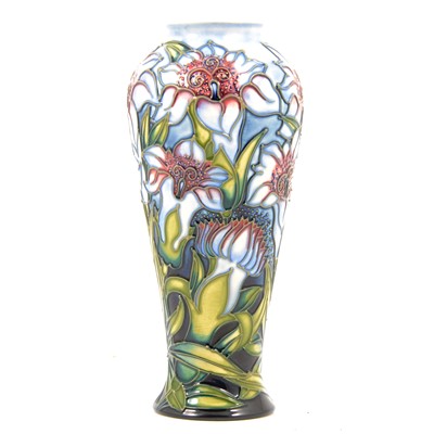 Lot 11 - Shirley Hayes for Moorcroft - a tall slender vase in the Centary design.