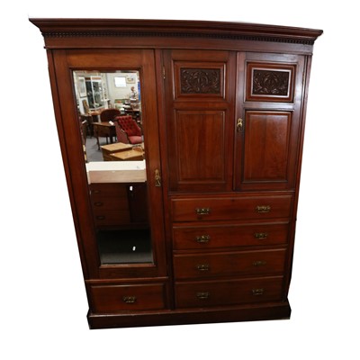 Lot 432 - Late Victorian walnut compactum wardrobe