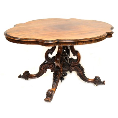 Lot 437 - Victorian walnut and rosewood dining table