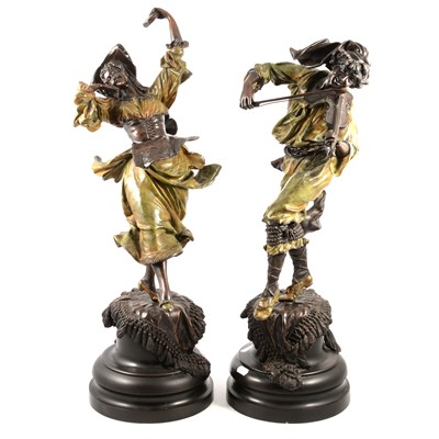 Lot 104 - J Ivan, Musicians, a pair, bronze