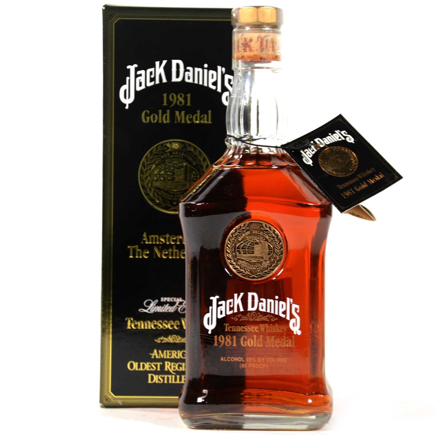 Lot 272 - Jack Daniel's 'Old No 7' brand Tennessee Whiskey, 1981 Gold Medal Replica Bottle