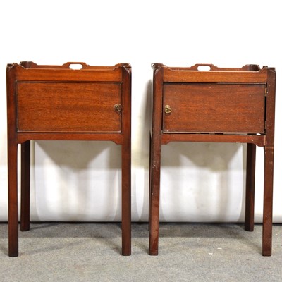 Lot 501 - Pair of George III mahogany bedside tables