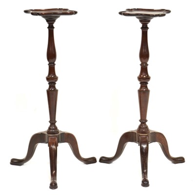 Lot 408 - Pair of George III mahogany candle stands