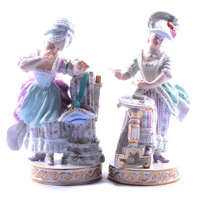 Lot 13 - Pair of Meissen porcelain figures, after Acier