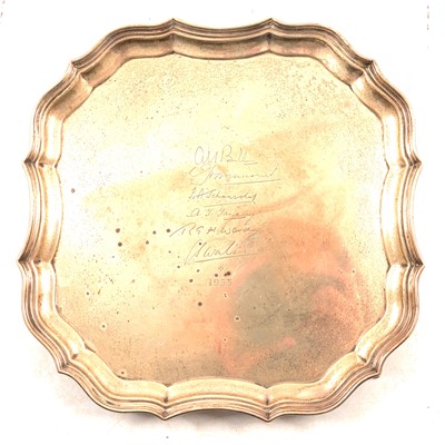 Lot 287 - Georgian style silver salver, Barker Brothers, Birmingham 1933