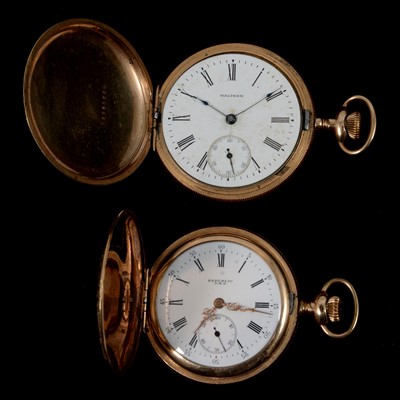 Lot 362 - Two gold plated full hunter pocket watches.