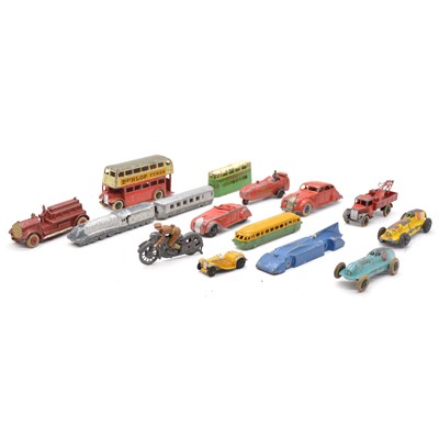 Lot 1 - Pre-war Dinky models and others, fifteen including Dinky Streamlined saloon etc
