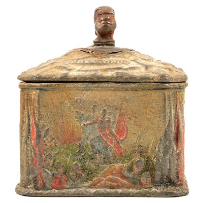 Lot 72 - Victorian lead tobacco jar and cover relating to the Crimean War