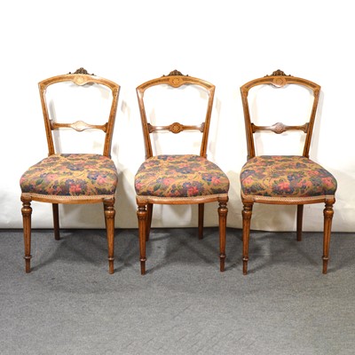 Lot 345 - Set of six Victorian walnut and amboyna salon chairs