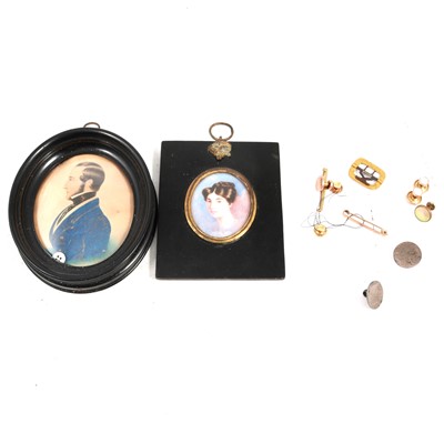 Lot 190 - Two miniatures and dress jewellery