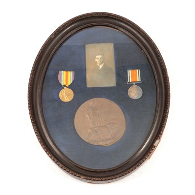 Lot 127 - Medals; WWI pair and death penny