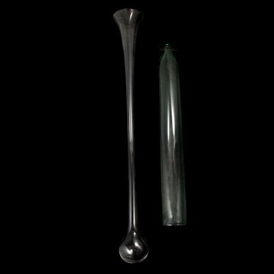 Lot 60 - Yard of ale glass and another large glass cylinder
