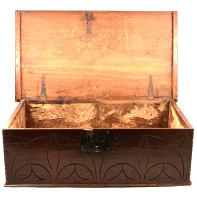 Lot 346 - Joined oak bible box, 18th Century