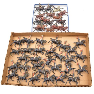 Lot 257 - Forty-five lead-painted fusilier figures on horseback, Britains and other manufacturers