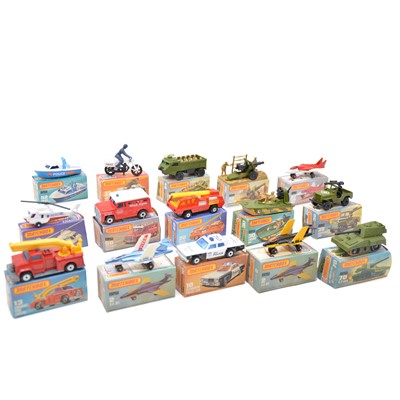 Lot 186 - Fifteen Matchbox 75 die-cast models, of military and emergency interest, boxed