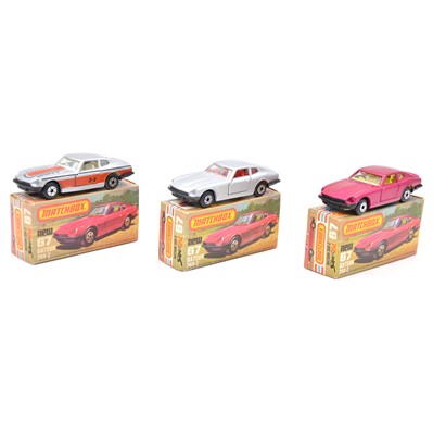 Lot 199 - Matchbox Toys die-cast models, three 67 Datsun 260-Z