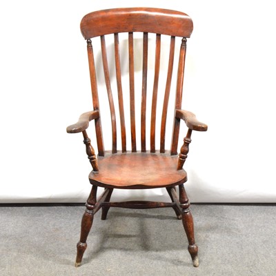 Lot 484 - Beech and elm farmhouse elbow chair