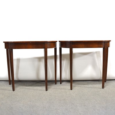 Lot 528 - Pair of reproduction mahogany console tables.