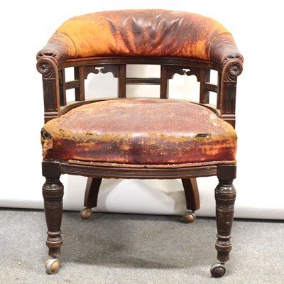 Lot 473 - Victorian mahogany framed leather tub chair