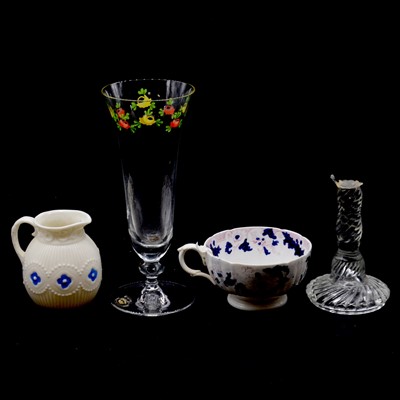 Lot 80 - Box of assorted blue and white pottery and glass wares