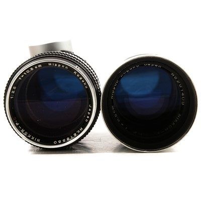 Lot 227 - Two NIKON Rangefinder Nippon Kogaku NIKKOR-P.C. lenses, 105mm and 85mm.