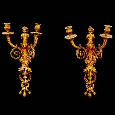 Lot 94 - Set of four gilt composition wall sconces