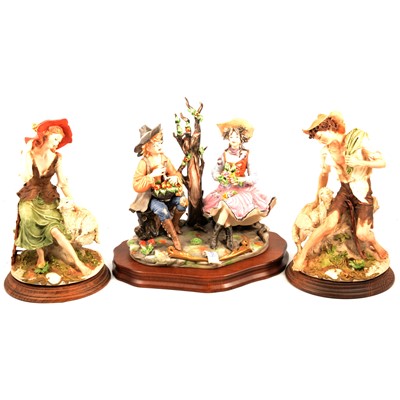 Lot 80 - Capodimonte shepherd and shepherdess, and Capodimonte Sartori group.