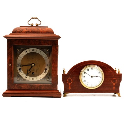 Lot 93 - Walnut cased eight day lever mantel clock and another mantel clock.