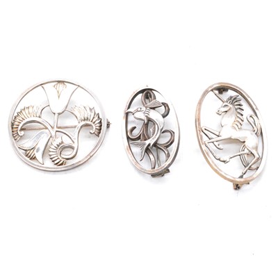 Lot 430 - Geoffrey Bellamy for Ivan Tarratt - three silver brooches.