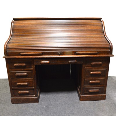 Lot 468 - Oak roll top desk