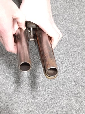 Lot 169 - Two 19th century flintlock pistols, and a Belgian pinfire revolver