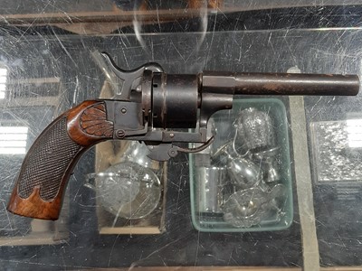 Lot 169 - Two 19th century flintlock pistols, and a Belgian pinfire revolver